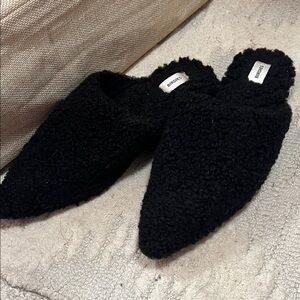 Birdies Cozy Black teddy bear mules for Women